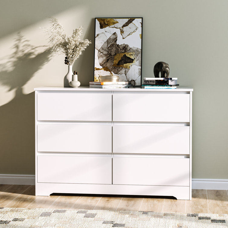 HOMECHO 6 Drawer Double Dresser, 32.3"H, White & Reviews Wayfair